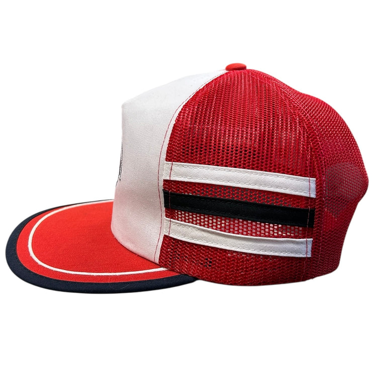 Vintage 80s NHL Ted Fletcher Chicago Blackhawks Tri 3 Stripe Trucker Snapback Hat