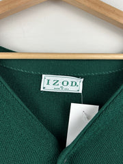 Vintage 80s Izod Golf Green Knit Cardigan Sweater