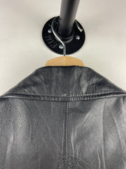 Vintage 90s Excelled Miller Lite Beer Black Leather Bomber Jacket