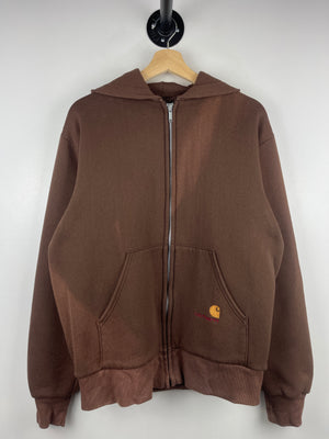 Vintage 90s Carhartt Faded Brown Thermal Lined Zip Up Hoodie