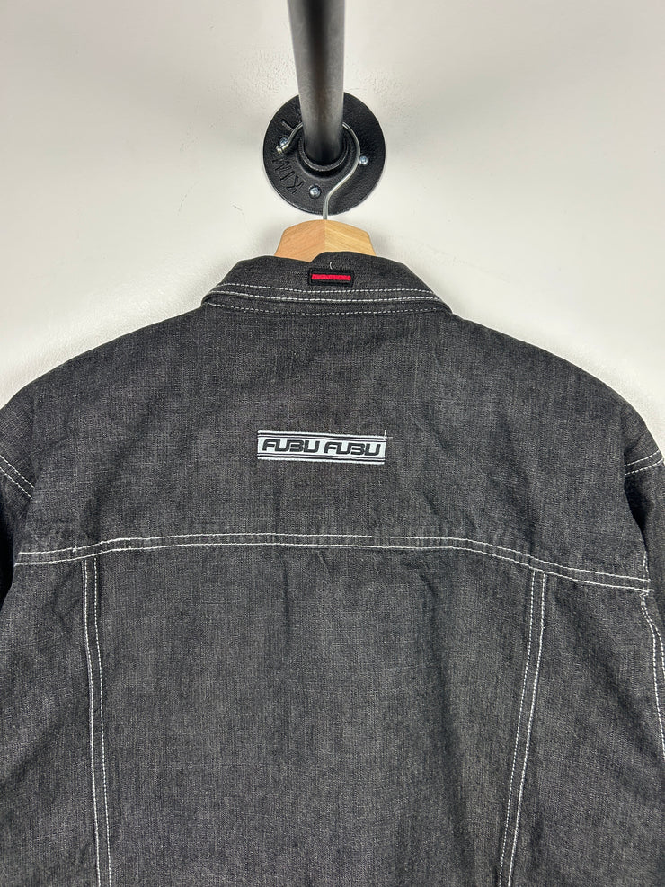 Vintage Y2K Fubu Contrast Stitch Black Denim Jacket