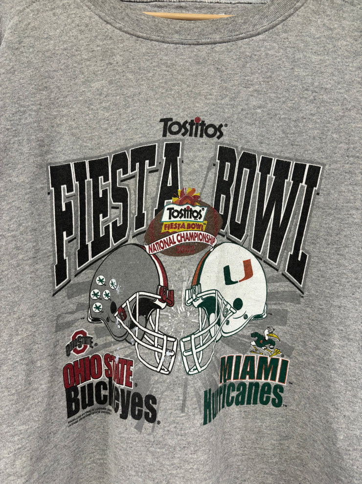 Vintage 2003 Fiesta Bowl Buckeyes VS Hurricanes Grey Crewneck