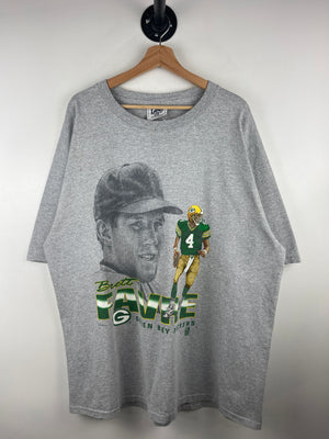 Vintage 90s NFL Lee Sport Green Bay Packers Brett Farve Grey Tee