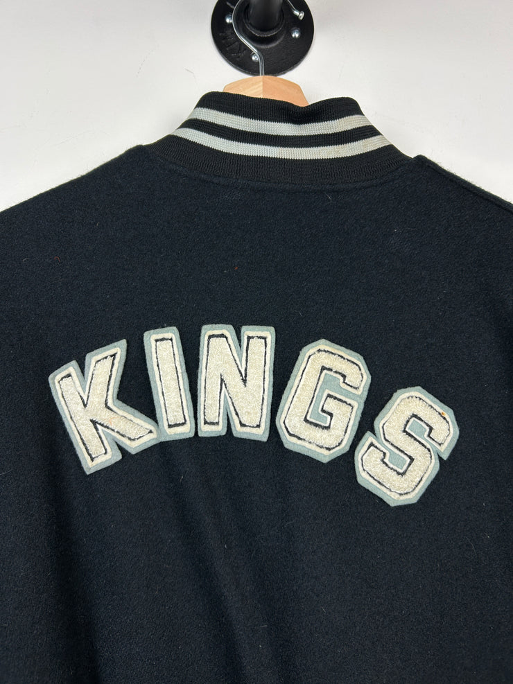 Vintage 80s NHL Shain Los Angeles Kings Black Leather Varsity Jacket