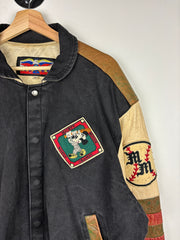 Vintage 90s Jeff Hamilton Mickey Mouse World Champs Baseball Leather Jacket