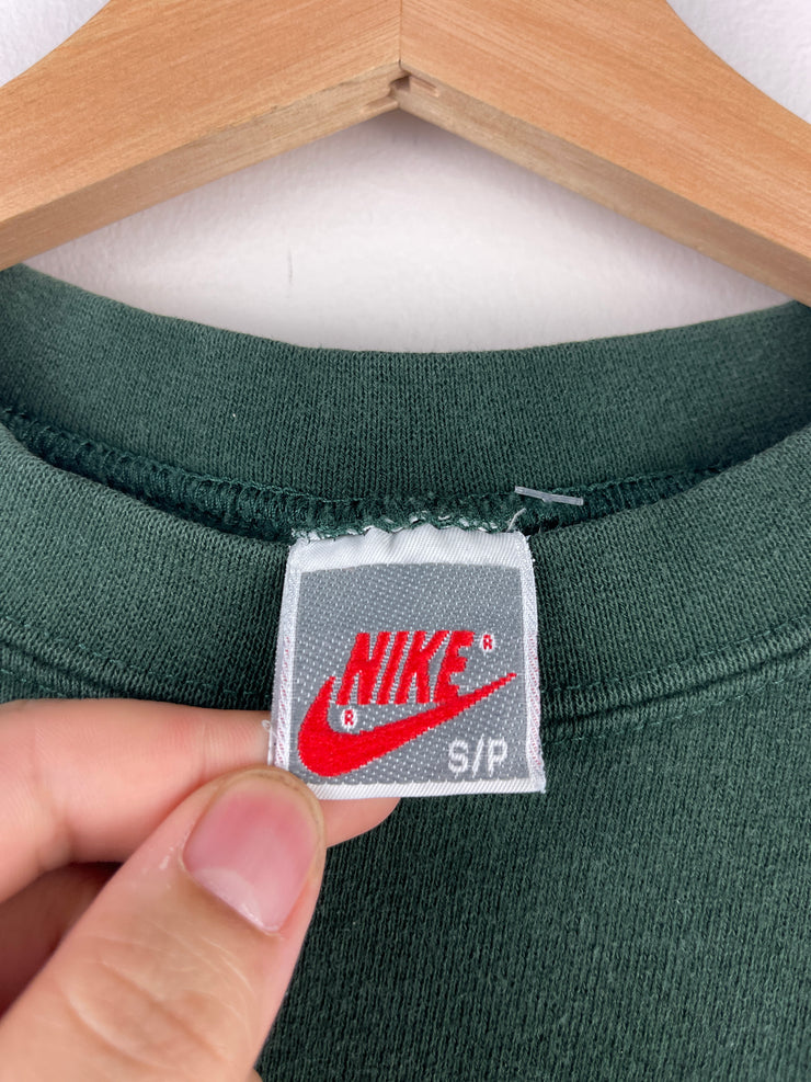 Vintage 90s Nike Spellout Swoosh Green Crewneck