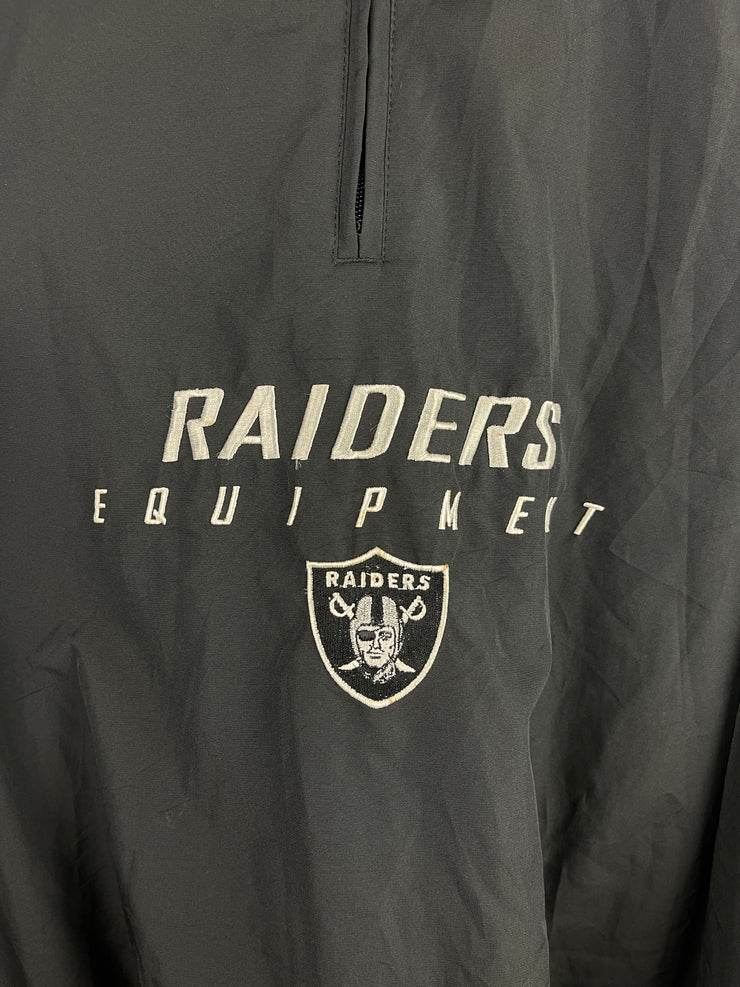 Vintage NFL Reebok Los Angeles Raiders Black Quarter Zip Windbreaker
