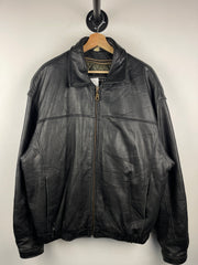 Vintage 90s Leather Limited Black Leather Lined Bomber Jacket