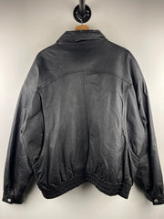 Vintage 90s Joshua Ross Black Leather Bomber Jacket