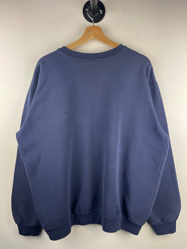 Vintage 90s Carhartt Spellout Embroidered Navy Crewneck