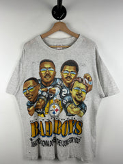 Vintage 90s NFL Pittsburgh Steelers Bad Boys Distressed Grey Tee