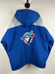 Vintage 90s MLB Starter Toronto Blue Jays Blue Insulated Pullover Quarter Zip Jacket