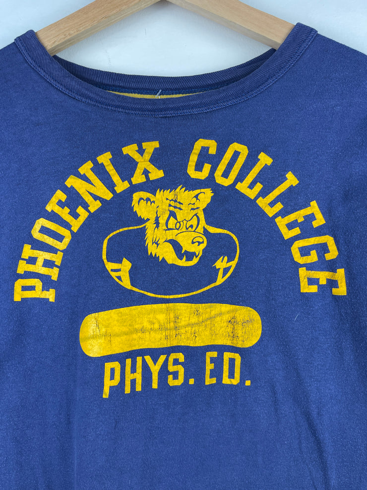 Vintage 60s Pacific Athletic Company Double Face Phoenix College Blue & Yellow Tee