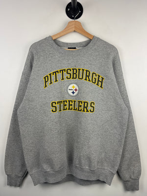 Vintage NFL Pittsburgh Steelers Spellout Grey Crewneck