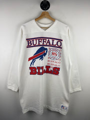 Vintage 90s NFL Russell Athletic Buffalo Bills 3/4 Sleeve White Crewneck