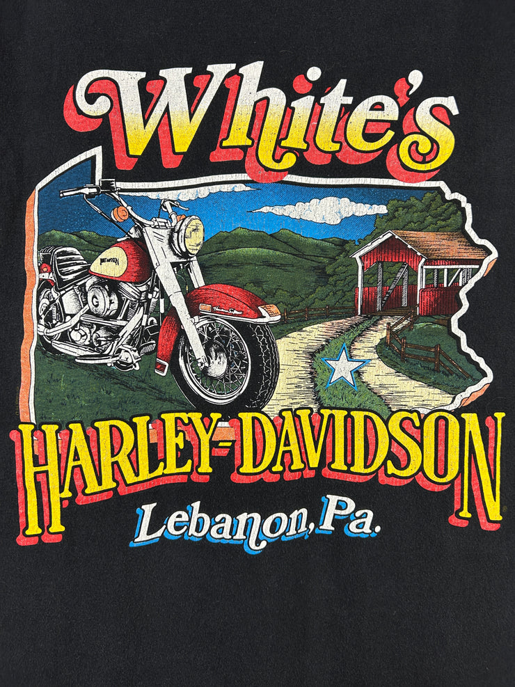 Vintage 90s Harley Davidson One Hot Piece Of Steel Flames Black Tee