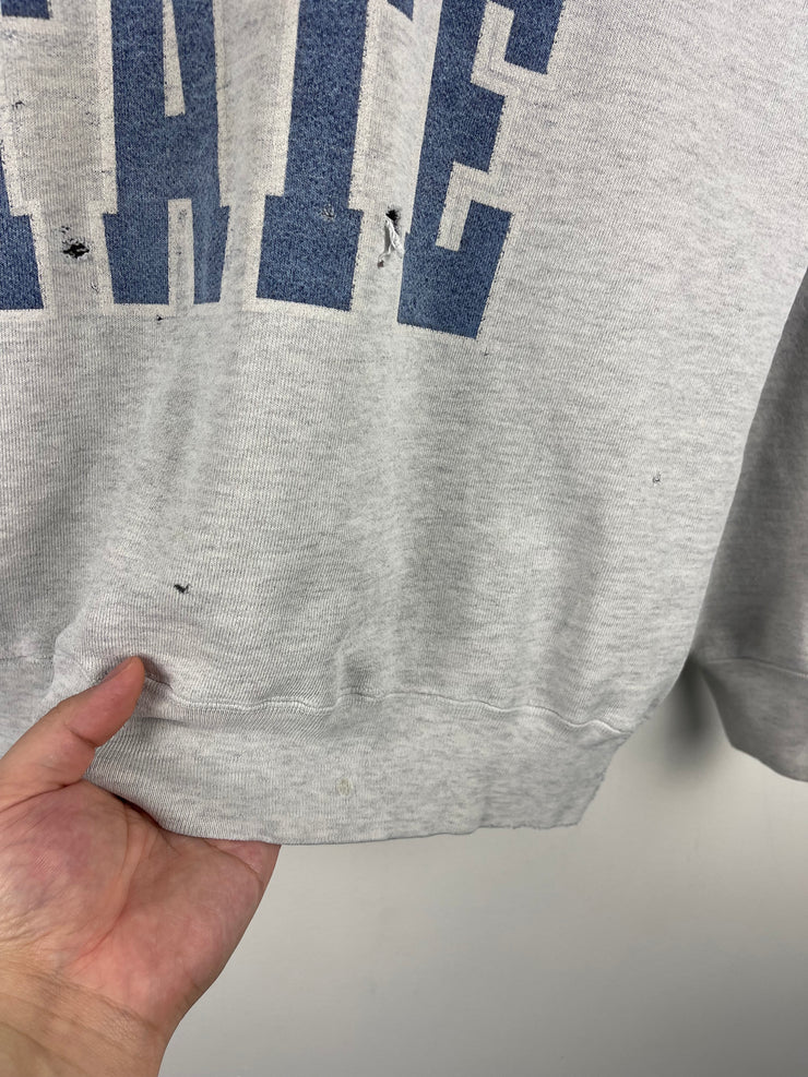 Vintage 90s Penn State Spellout Distressed Grey Crewneck