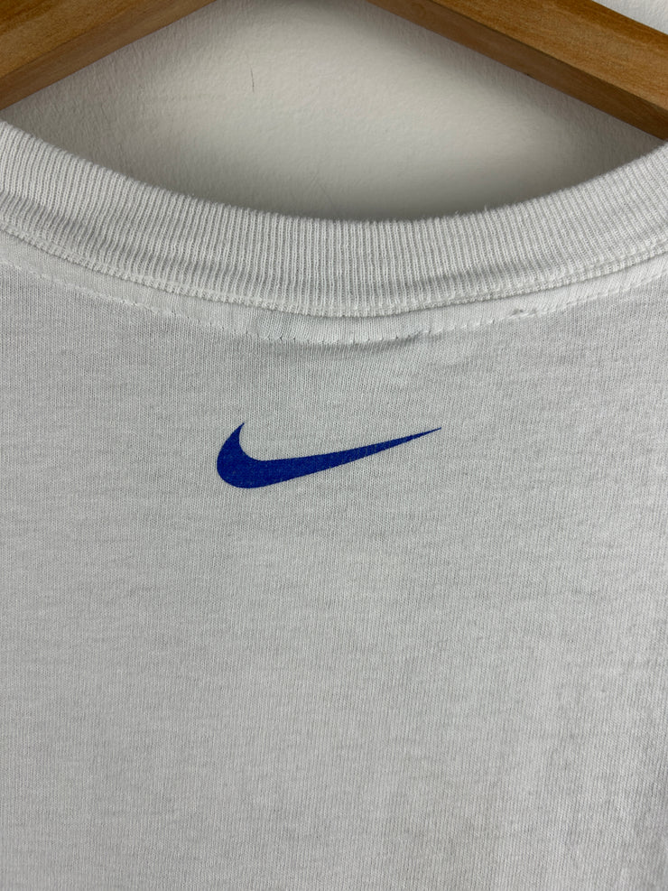 Vintage Nike Bauer Finland Hockey Middle Swoosh White Tee