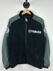 Vintage 90s Yamaha Spellout Black & Grey Zip Up Fleece Sweater