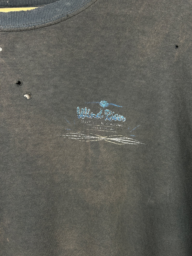 Vintage Wind River Ride The Winds Motorcycle Faded Black Tee