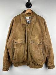 Vintage 90s Outback Faded Brown Leather Bomber Jacket