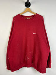 Vintage 90's Nike Mini Swoosh Paint Splattered Red Crewneck