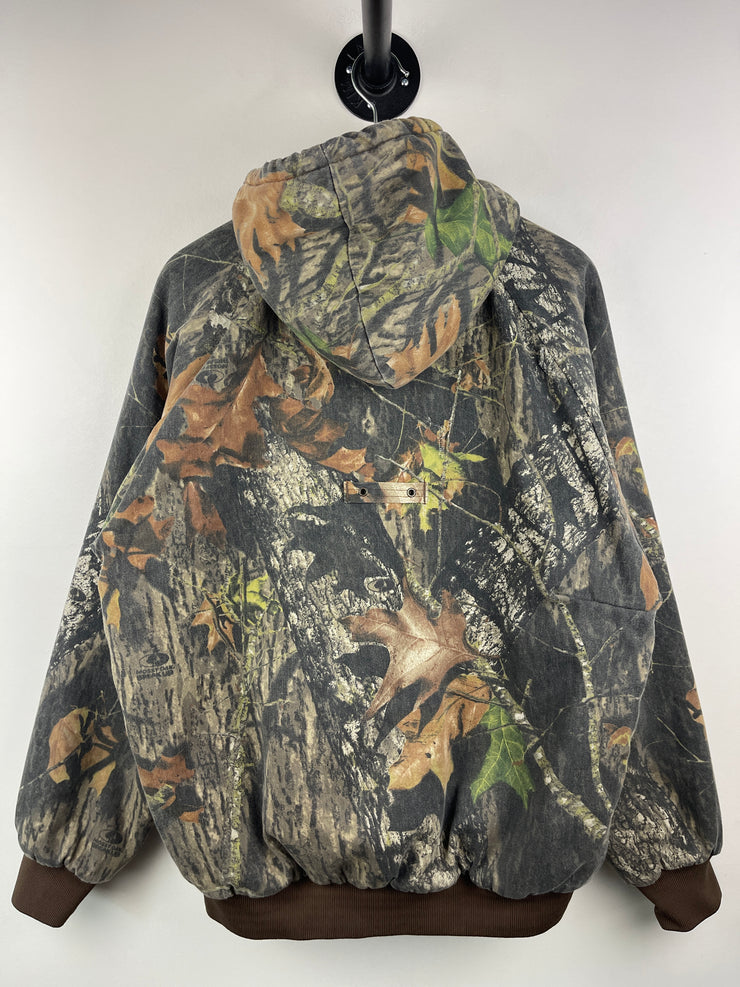 Vintage Mossy Oak Real Tree Camo Hooded Bomber Jacket