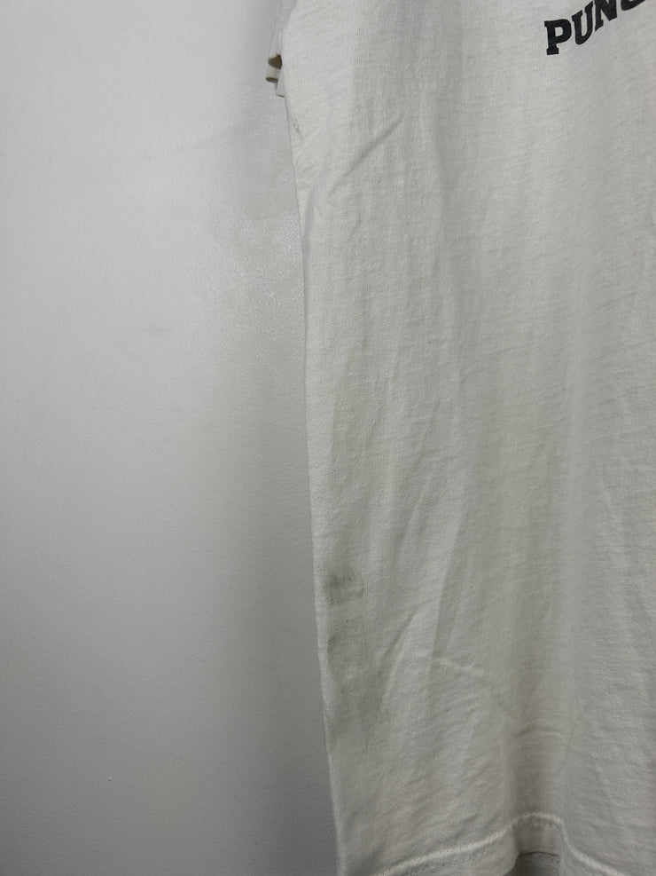 Vintage 90s Punch You In The Eye Pop Culture Art White Tee
