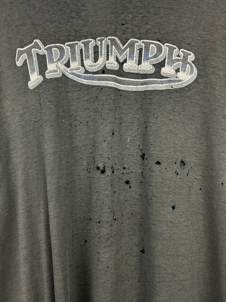 Vintage 90s Triumph British Motorcyles Thrashed Black Tee
