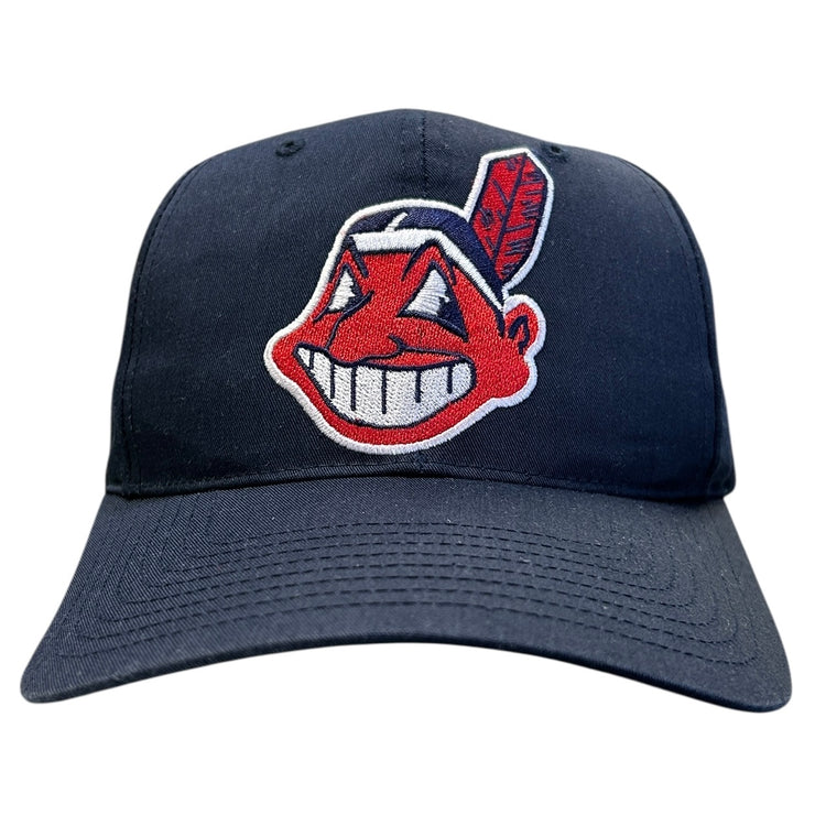 Vintage 90s MLB Twins Cleveland Indians Plain Logo Navy Snapback Hat