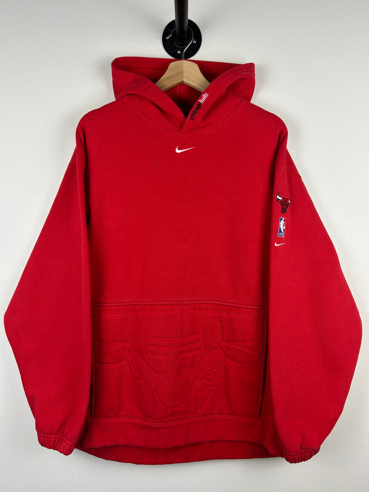Vintage NBA Nike Chicago Bulls Middle Swoosh Embossed Red Hoodie