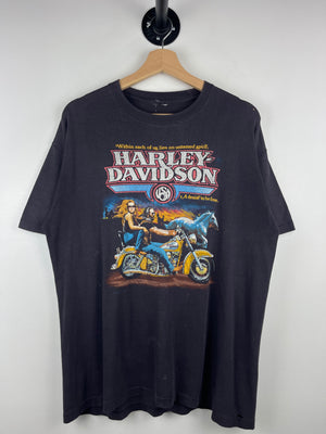 Vintage 80s Harley Davidson Eagles Las Vegas Nevada Faded Black Tee