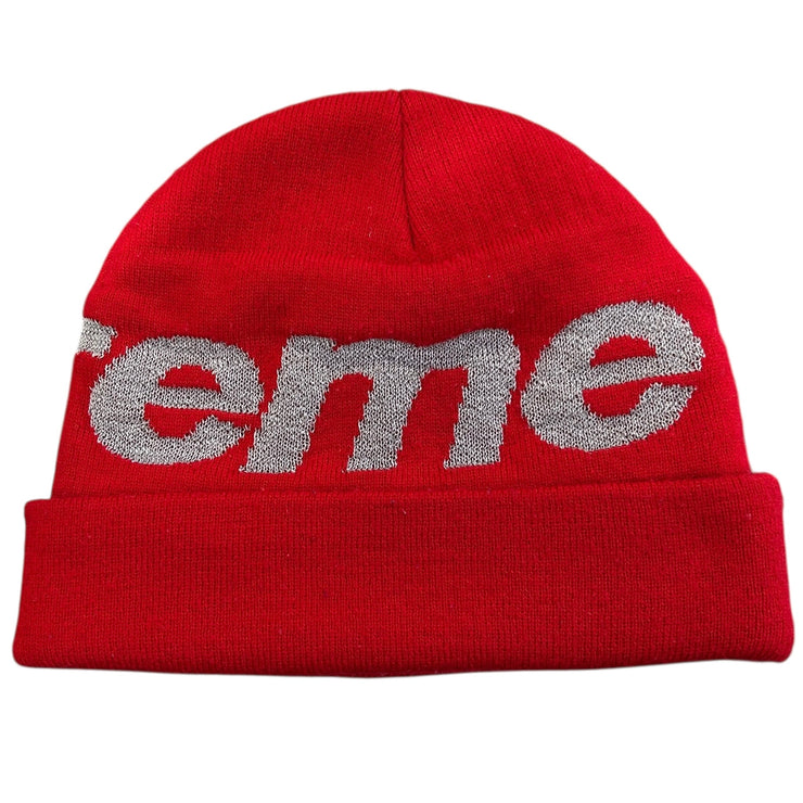 Supreme FW18 Big Logo Reflective Red Beanie