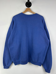 Vintage 90s Felix The Cat Cartoon Embroidered Blue Crewneck