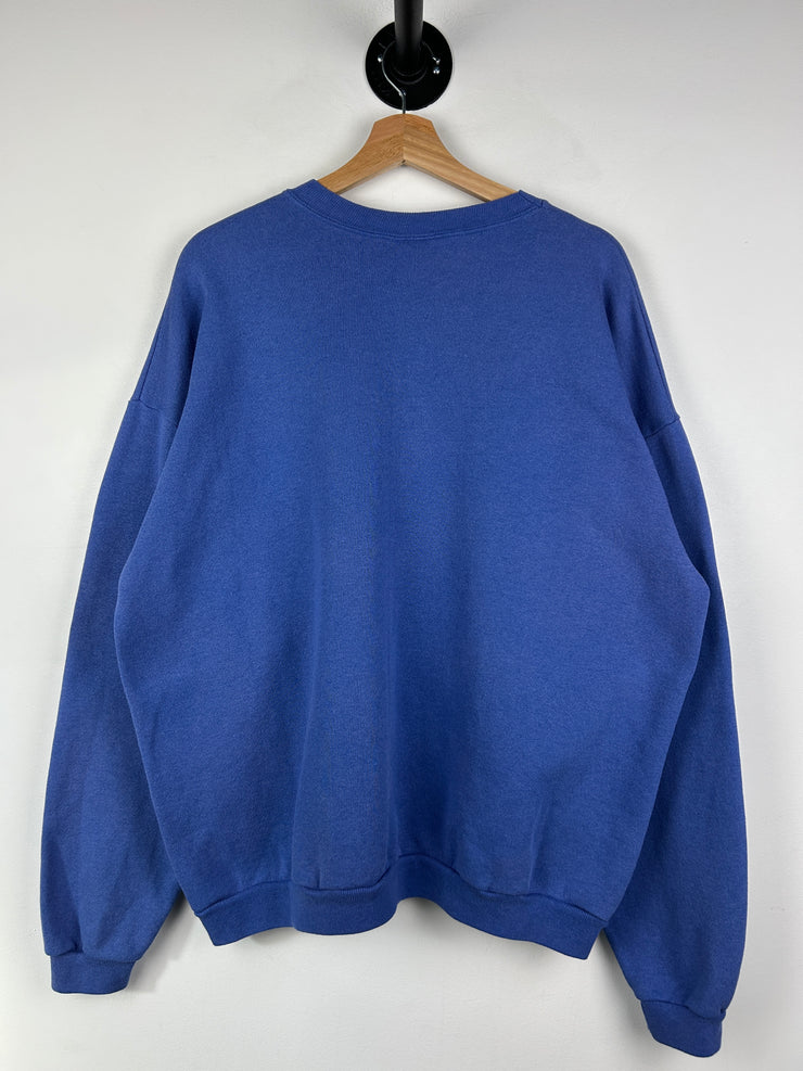 Vintage 90s Felix The Cat Cartoon Embroidered Blue Crewneck