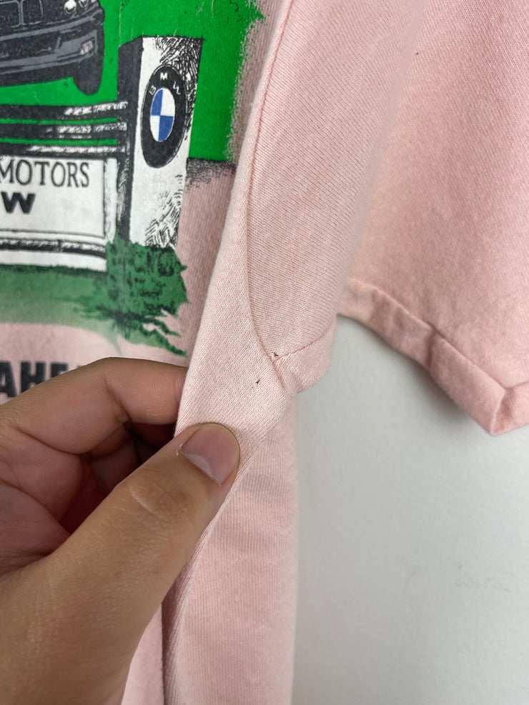 Vintage 90s BMW E30 A Jump Ahead Of The Rest Pink Tee