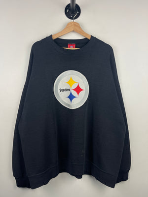 Vintage NFL Pittsburgh Steelers Embroidered Black Crewneck