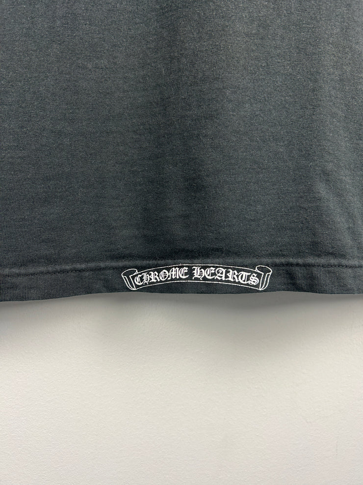 Chrome Hearts Floral Cross Neck Spellout Malibu Black Tee