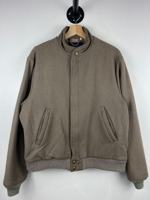 Vintage 80s Woolrich Brown Wool Bomber Jacket
