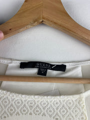 Vintage Guess Women's White Mesh Long Sleeve