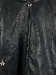 Revenge Spider Web Black Leather Jacket