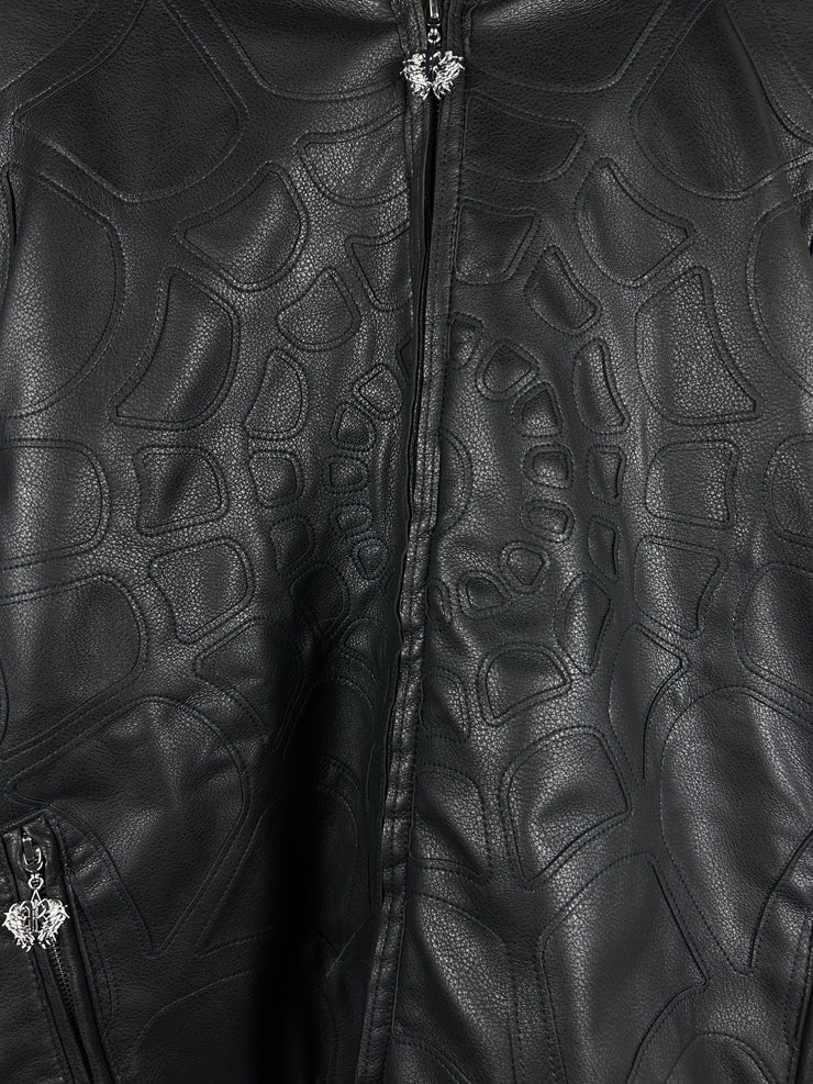 Revenge Spider Web Black Leather Jacket