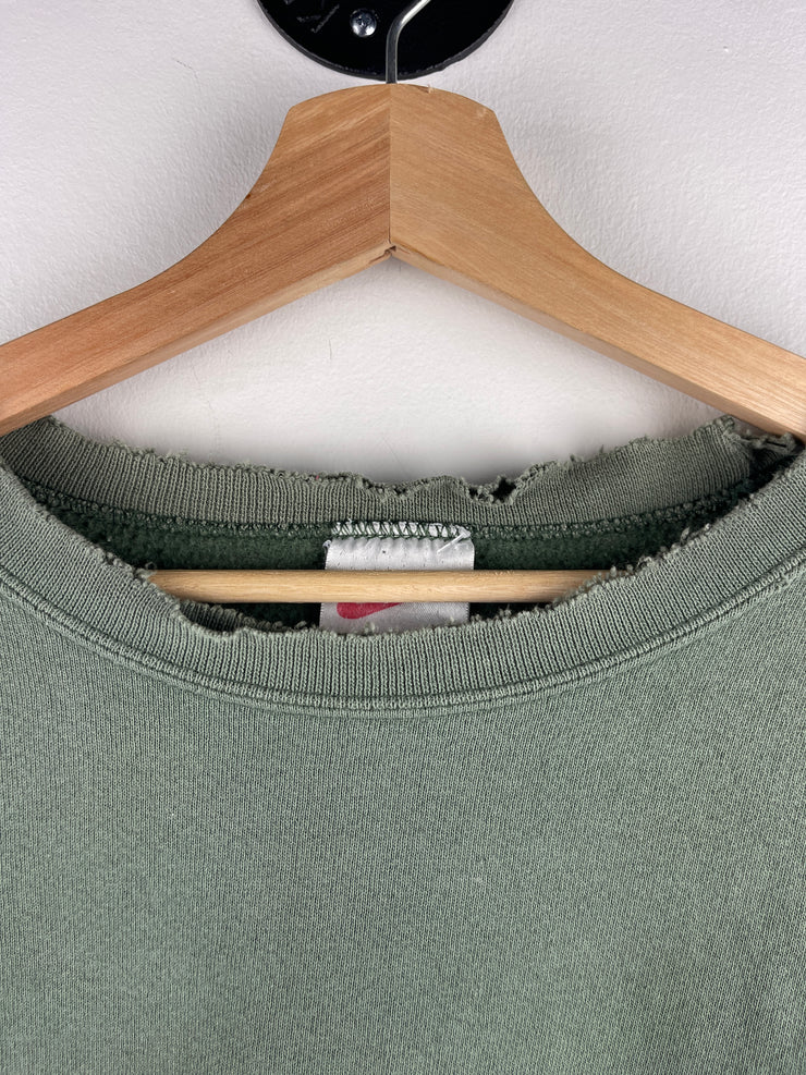Vintage 90s Nike Mini Swoosh Olive Crewneck