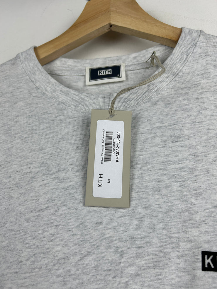 Kith Small Box Logo Heather Grey Long Sleeve