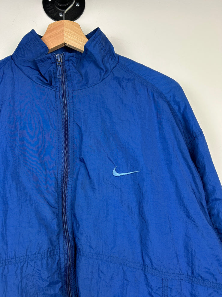 Vintage 90s Nike Mini Swoosh Spellout Blue Windbreaker