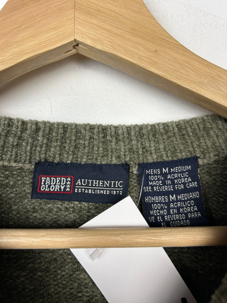 Vintage Faded Glory Cream & Olive Knit Sweater