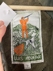 Vintage 90s Luis Alvear Faded Green Leather Bomber Jacket