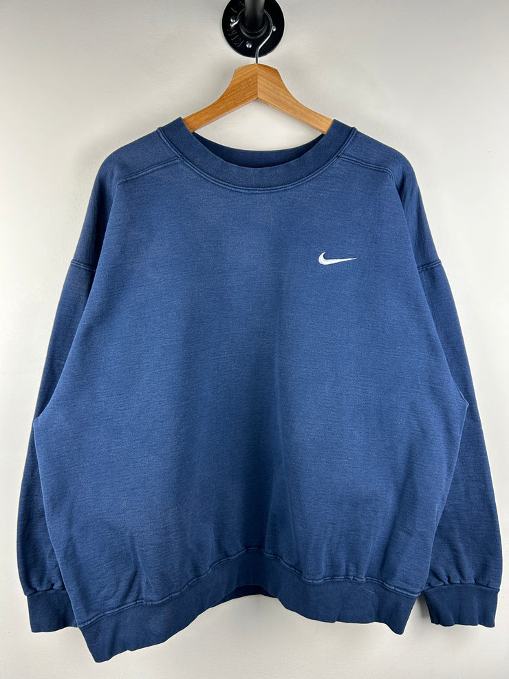 Vintage 90s Nike Mini Swoosh Navy Crewneck