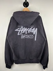 Stussy Toronto Script Washed Black Zip Up Hoodie