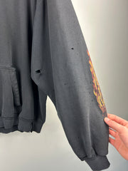 Vintage 90s Fox Racing Flames Thrashed Black Hoodie